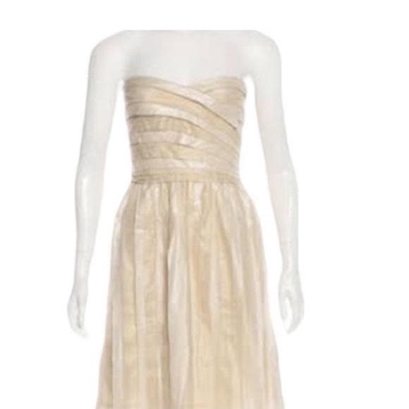 DVF vintage Diane Von Furstenberg year 2000 gold strapless dress 8 - Picture 1 of 4